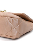 Shiny Lambskin Quilted Medium CHNL 19 Flap Beige