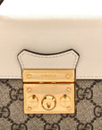 GG Supreme Monogram New Sakai Calfskin Mini Padlock Top Handle Shoulder Bag Beige Ebony Mystic White Sun Oil