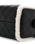 Crumpled Sheepskin Shearling Quilted Small CHNL 25 Handbag Black White