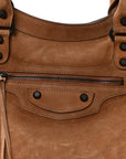Waxed Suede Calfskin Classic Hardware Medium Le City Camel