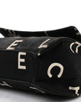 Canvas Quilted Letter Printed Flap Black