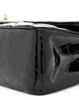 Patent Quilted Medium Double Flap Black