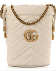 Calfskin Matelasse Mini GG Marmont 2.0 Bucket Bag White