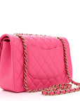 Caviar Quilted Medium Double Flap Pink