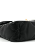 Shiny Goatskin Quilted Medium CHNL 19 Flap Black