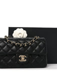 Lambskin Quilted Mini Rectangular Flap Black