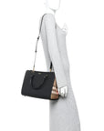 Calfskin Mega Check Small Banwell Tote Black
