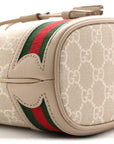 GG Supreme Monogram Textured Calfskin Web Mini Ophidia Bucket Bag Beige Ebony Mystic White Oatmeal