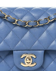 Caviar Quilted Small Double Flap Blue