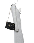 Lambskin Quilted Small Loulou Puffer Monogram Chain Satchel Black