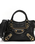 Chevre Gold Metallic Edge Hardware Mini City Black