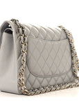 Caviar Quilted Jumbo Double Flap Grey