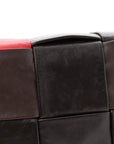 Paper Calfskin Maxi Intreccio Cassette Crossbody Bag Brown Multicolor
