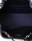 Metallic Caviar Quilted Mini CHNL 25 Handbag Dark Blue