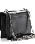 Calfskin Crocodile Embossed Monogram Sunset Chain Wallet Black