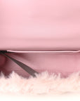 Faux Fur Quilted Virtus V Mini Chain Flap Shoulder Bag English Rose