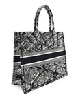 Canvas Embroidered Large Plan De Paris Book Tote Black White