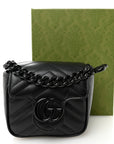 Calfskin Matelasse Monochrome GG Marmont Chain Mini Belt Bag Black