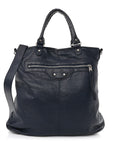 Agneau Classic Silver Hardware Hexagon Bleu Mineral