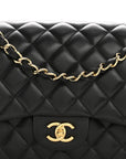Lambskin Quilted Jumbo Double Flap Black