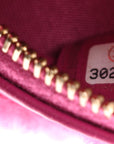 Shearling Sheepskin CHNL 19 Round Clutch With Chain Dark Pink