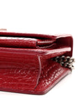 Calfskin Crocodile Embossed Monogram Sunset Chain Wallet Rouge Eros