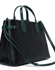 Derby Calfskin House Check Medium Banner Tote Black Sea Green