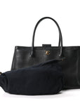 Calfskin Cerf Executive Shopper Tote Black