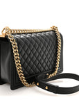 Lambskin Quilted New Medium Boy Flap Black