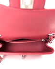 Lambskin Chevron Quilted Mini Square Flap Pink