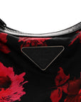 Tessuto Nylon Rose Shoulder Bag Black Rosso