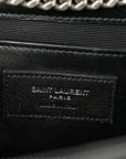 Calfskin Crocodile Embossed Medium Classic Monogram Kate Tassel Satchel Black