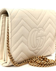 Calfskin Matelasse GG Marmont Chain Wallet Mystic White