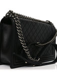 Calfskin Quilted New Medium Boy Flap Black
