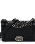Lambskin Quilted New Medium Boy Flap Black
