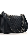 Lambskin Quilted Medium Boy Flap Black