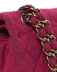 Tweed Quilted Medium Double Flap Fuchsia