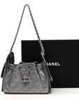 Metallic Caviar Quilted Mini CHNL 25 Handbag Anthracite