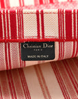 Canvas Embroidered Mykonos Large Striped Book Tote Red