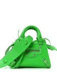 Grained Calfskin Neo Classic Silver Hardware Nano City Crossbody Fluo Green