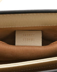 GG Supreme Monogram Textured Calfskin Web Small Ophidia Chain Shoulder Bag Beige Ebony Mystic White