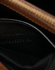 Nubuck Shearling Chevron Monogram Medium College Bag Dark Cigar Natural Beige
