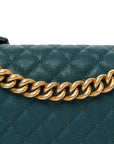 Caviar Quilted Medium Boy Flap Dark Green