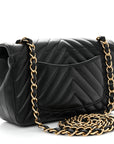 Lambskin Chevron Quilted Mini Rectangular Flap Black