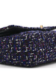 Tweed Quilted Medium Double Flap Dark Purple