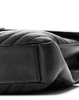 Sheepskin Matelasse Chevron Monogram Monochrome Medium College Bag Black