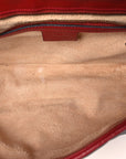Vintage Effect Calfskin Matelasse Diagonal Small Torchon GG Marmont Shoulder Bag Black Romantic Cherry