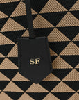 Jacquard Saffiano Triangolo Symbole Embroidered Large Tote Black Corda