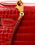 Shiny Porosus Crocodile Kelly Sellier 28 Rouge Vif