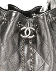 Metallic Caviar Quilted Small CHNL 25 Handbag Silver